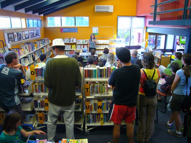 Local author Niki Harré at Pt Chev Library speaking on 15 Nov 2008 about creating a Green Community - picture 2.