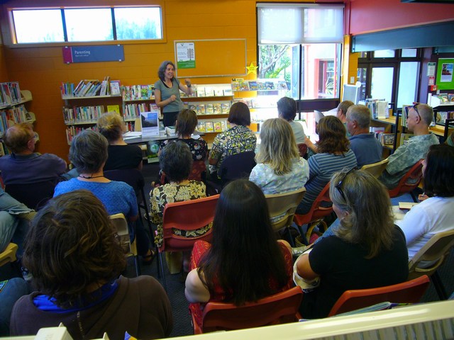 Local author Niki Harré at Pt Chev Library speaking on 15 Nov 2008 about creating a Green Community - picture 3.