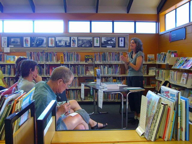 Local author Niki Harré at Pt Chev Library speaking on 15 Nov 2008 about creating a Green Community - picture 7.