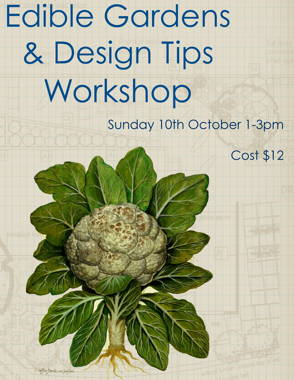 Edible gardens and design tips workshop poster